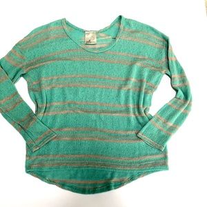 Green cozy sweater striped Jella couture sea foam